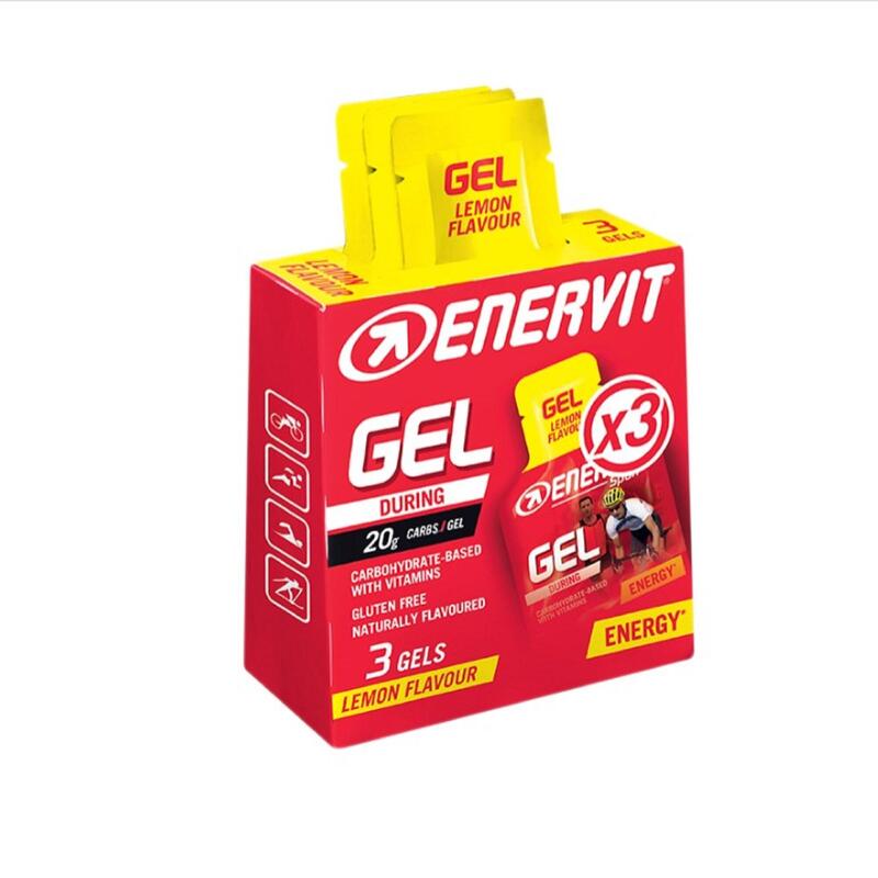 Gel energetico Enervit tris limone carboidrati vitamine gluteen free 3x25ml