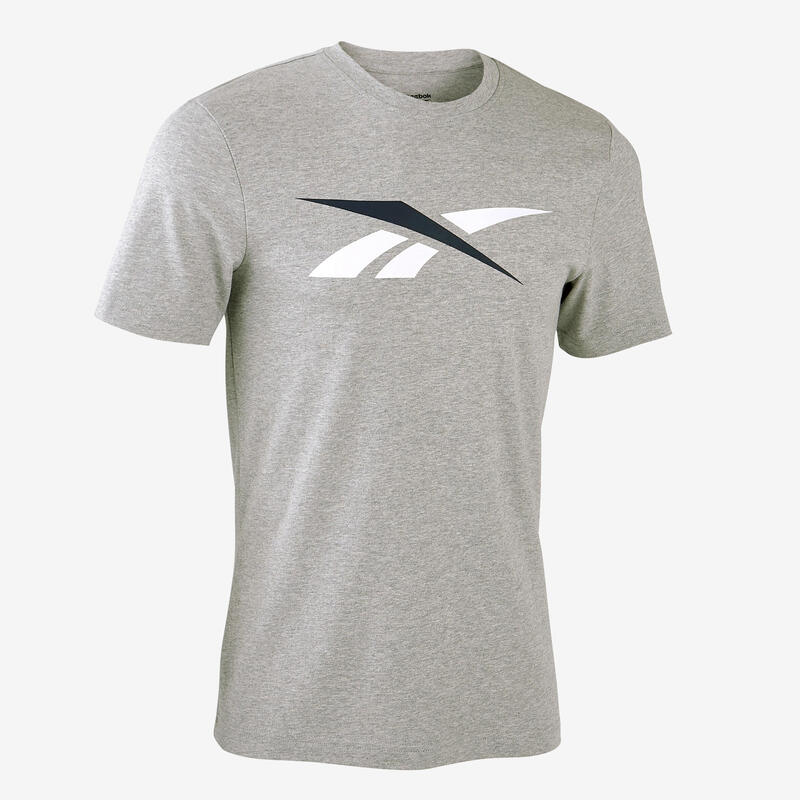 T-shirt fitness manches courtes ajusté col rond coton homme - gris