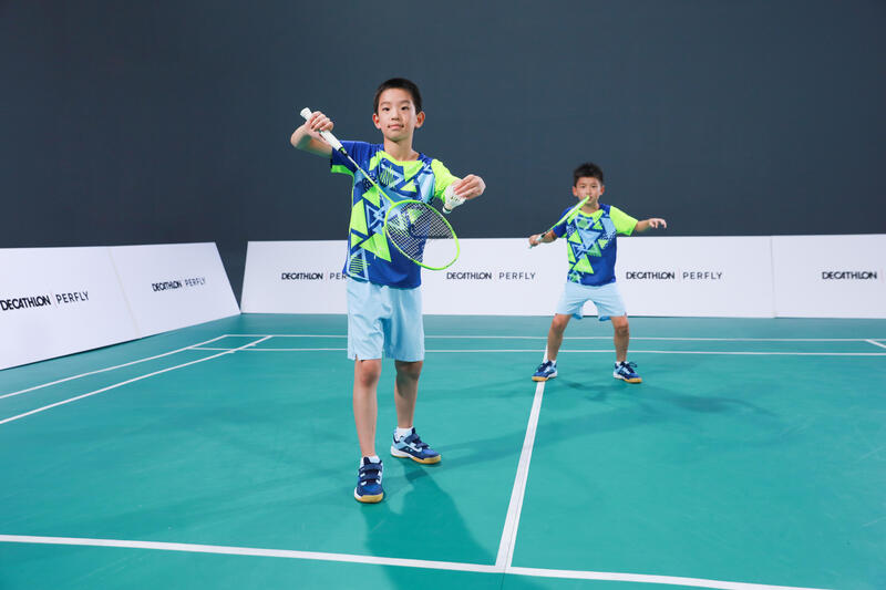 T-Shirt de Badminton Enfant 560 - Bleu Électrique