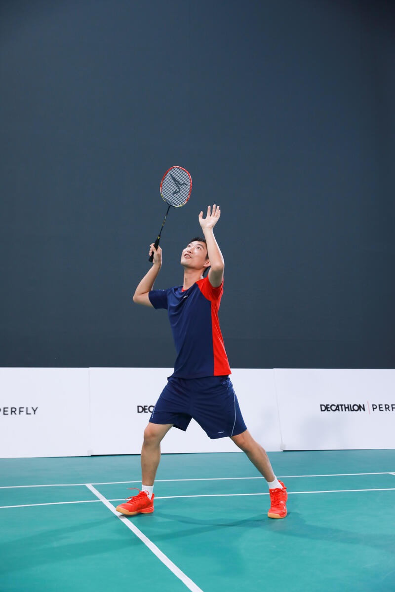 MEN BADMINTON T SHIRT 530 NAVY RED