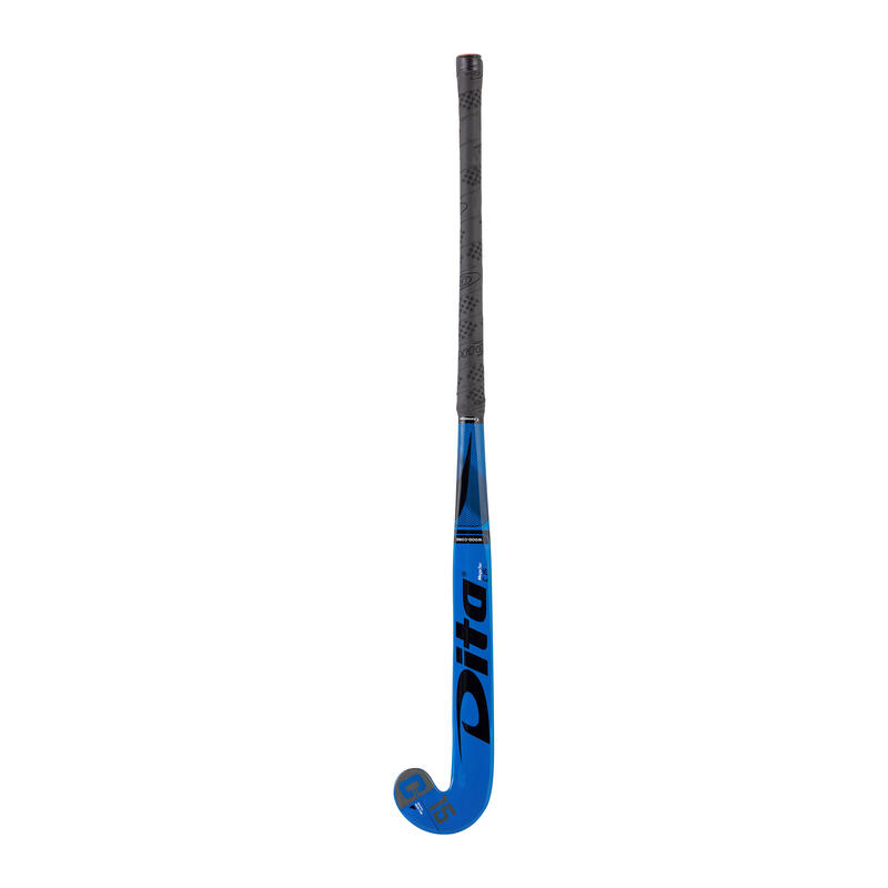 Zaalhockeystick voor beginnende kinderen hout blauw/zwart