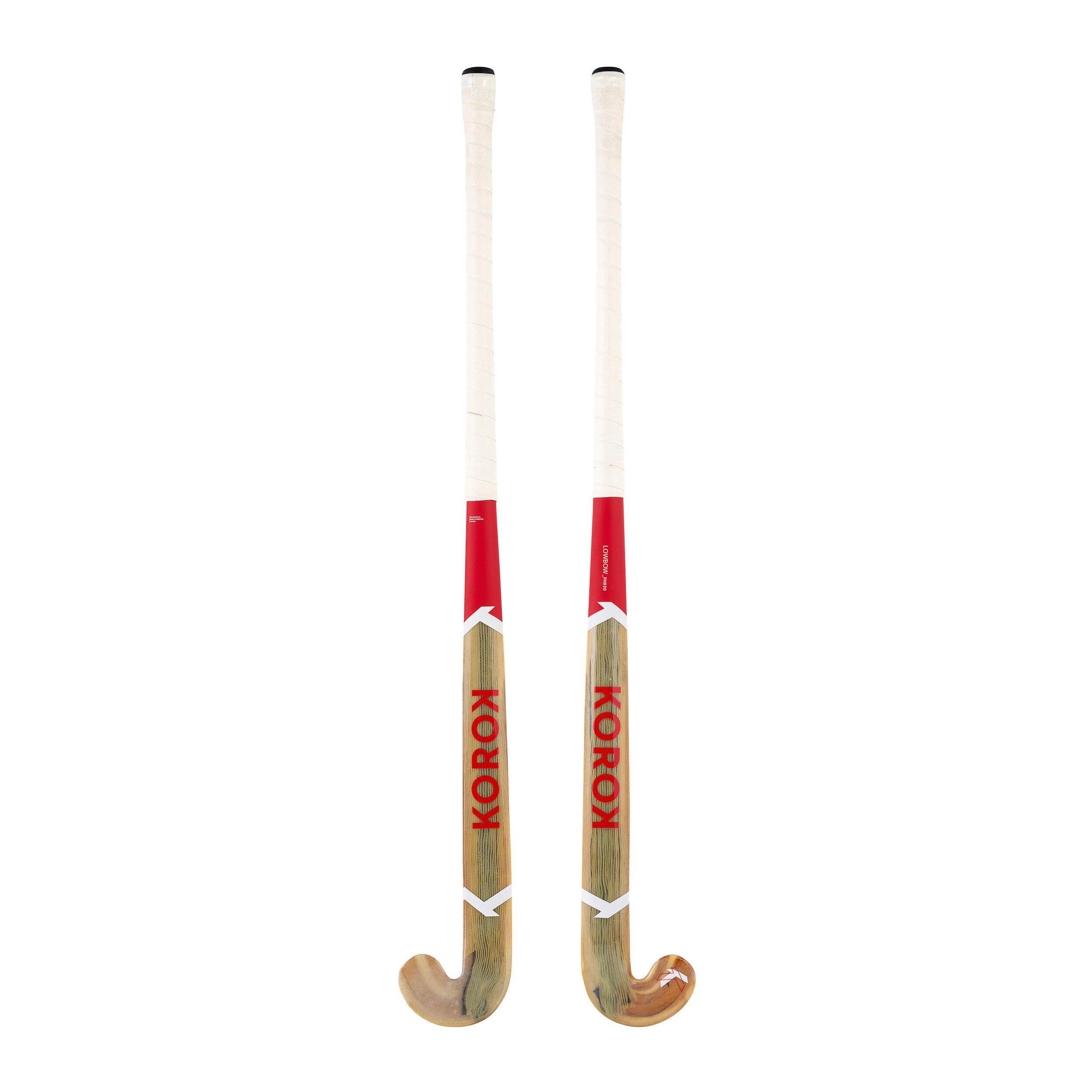 Adult Advanced Wood and 30% Carbon Low Bow Indoor Hockey Stick FH930W - Wood/Red 4/8
