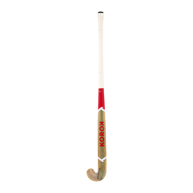 Zaalhockeystick voor expert volwassenen hout 30% carbon LB FH930W houtkleur rood