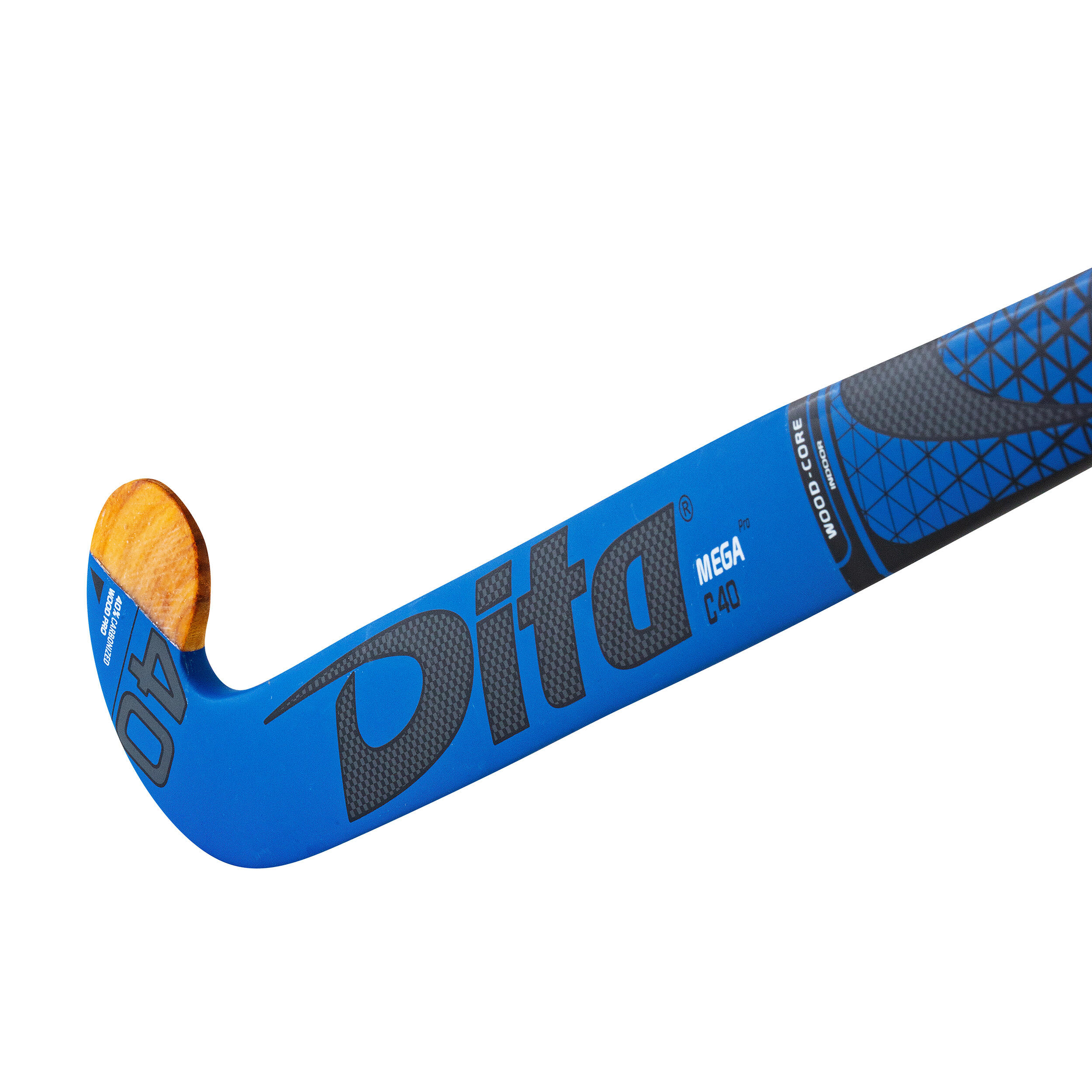 Adult Intermediate Wood/40% Carbon Low Bow Indoor Hockey Stick MegaproC40 - Blue 6/8