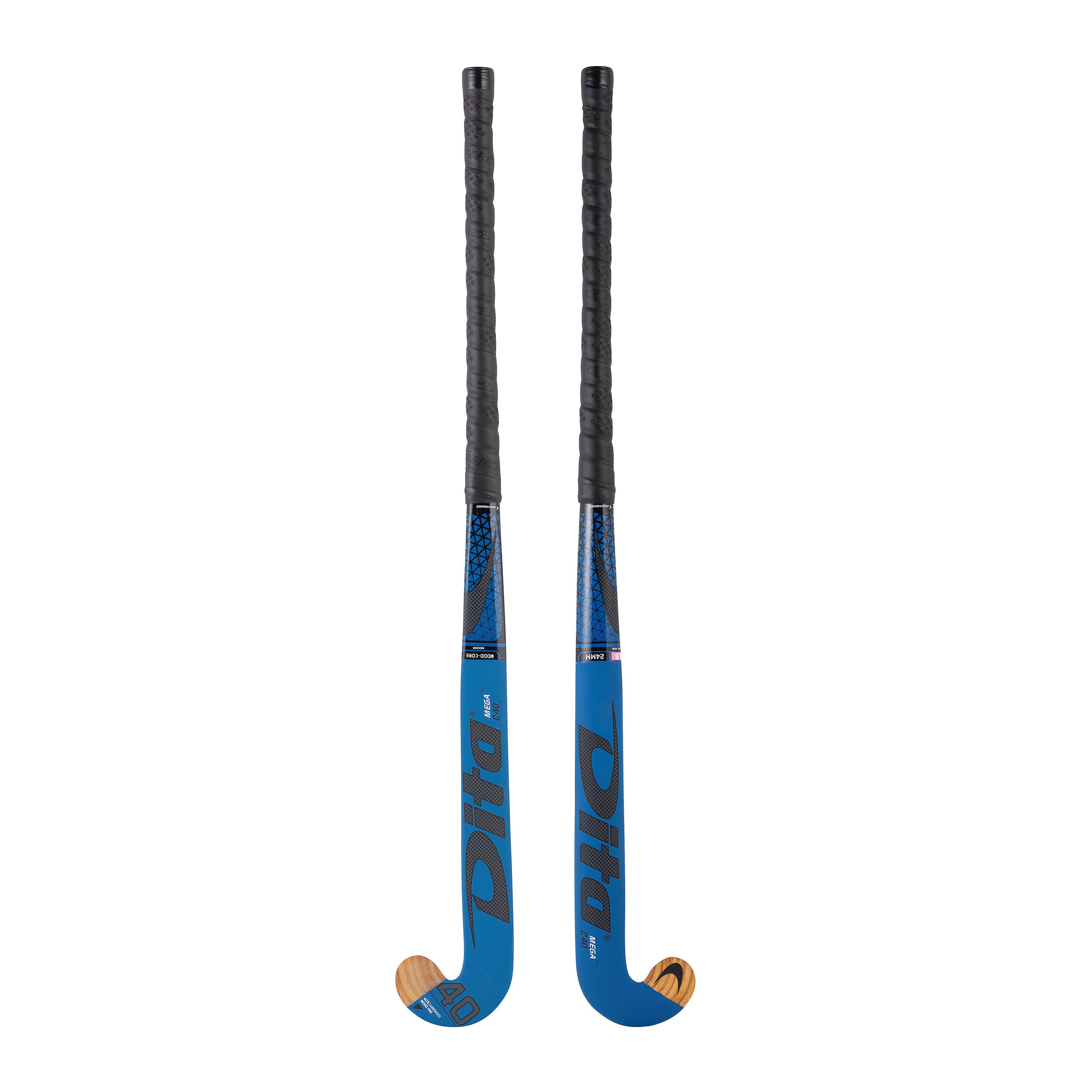 Adult Intermediate Wood/40% Carbon Low Bow Indoor Hockey Stick MegaproC40 - Blue 4/8