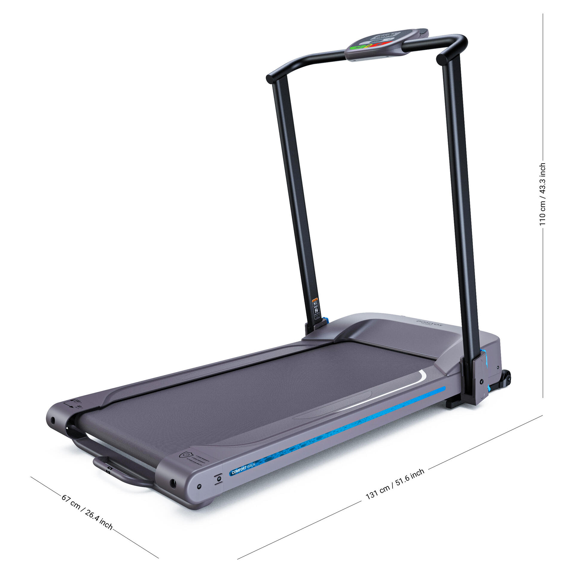 Folding Walking Treadmill km/h W500B, with Decathlon Warranty