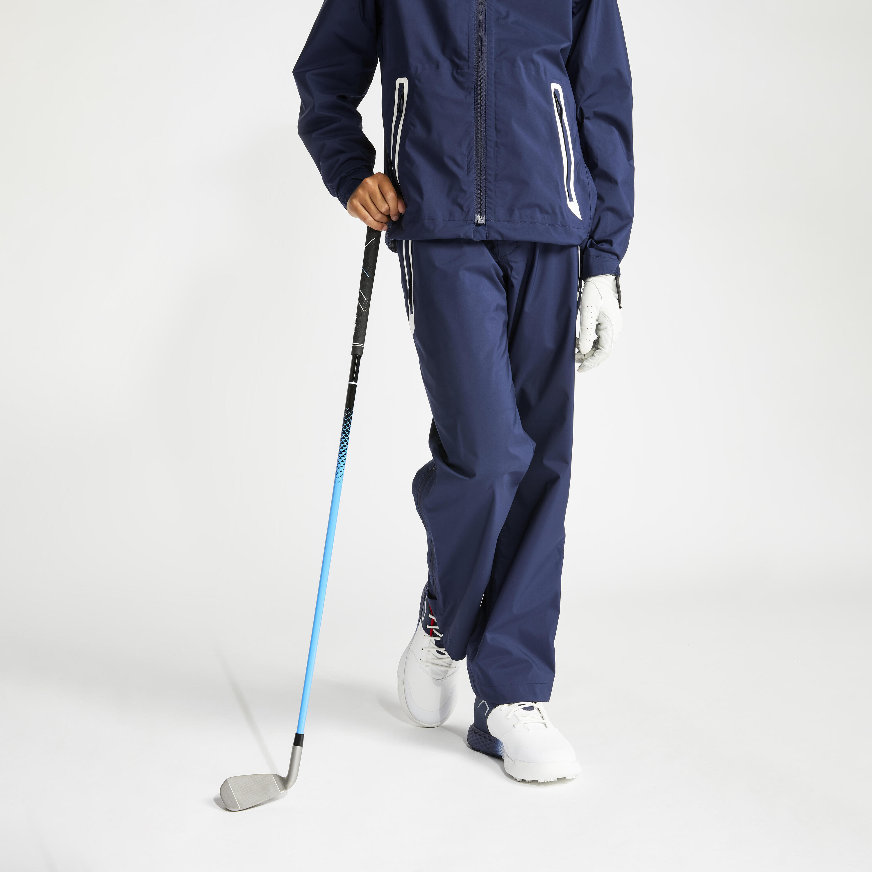 Kids’ golf waterproof rain trousers RW500 navy blue 2/6