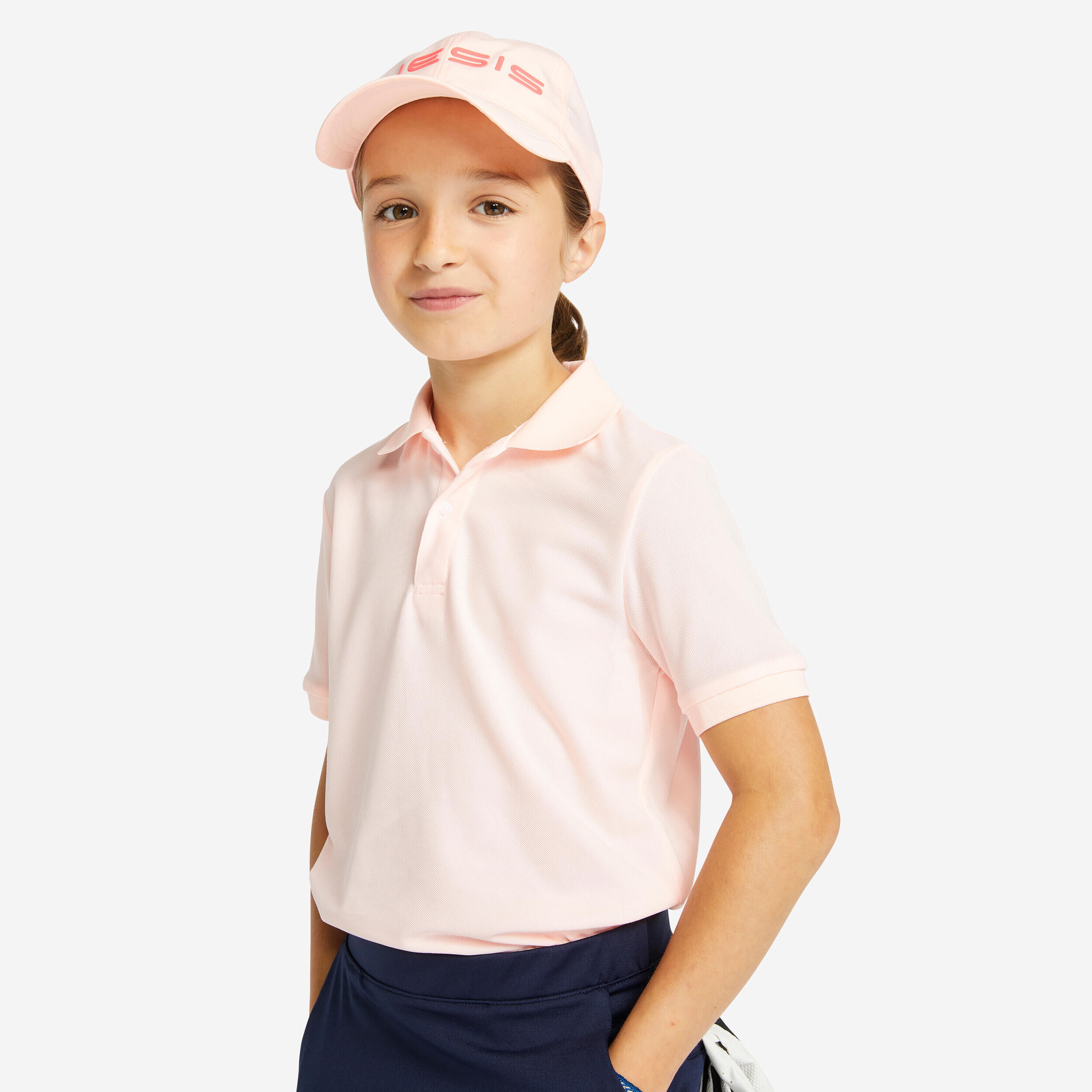 INESIS Kids golf short-sleeved polo shirt MW500 pink