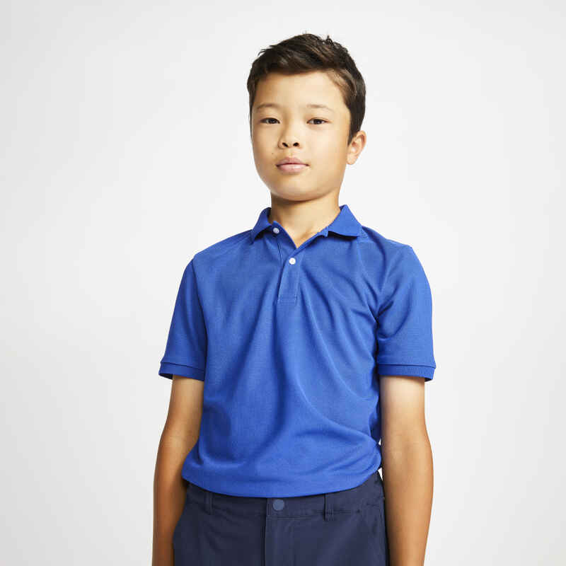Golf Poloshirt kurzarm MW500 Kinder indigoblau