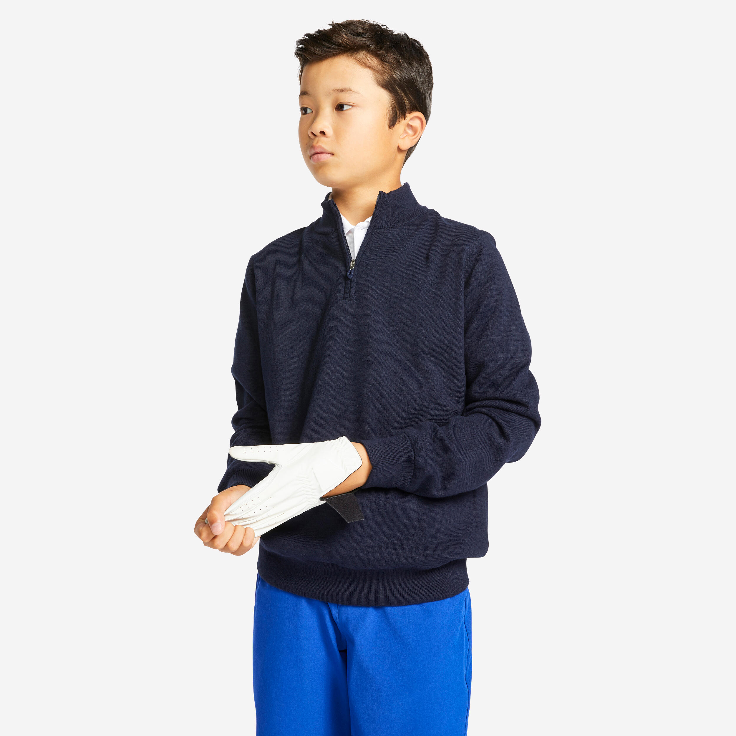 MW500 children's windproof golf sweater, navy blue