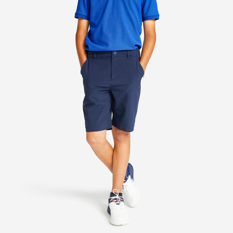 Kids golf shorts MW500 navy blue