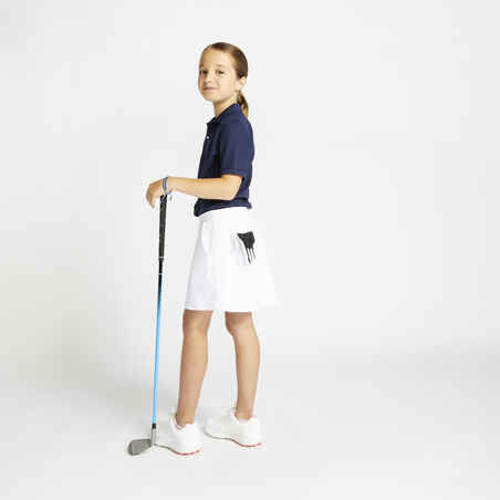 Kids golf short-sleeved polo shirt MW500 navy blue