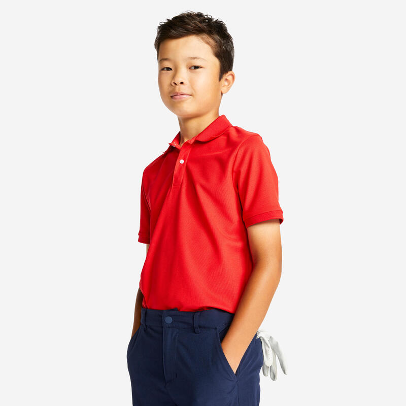 Golfpolo met korte mouwen voor kinderen MW500 rood