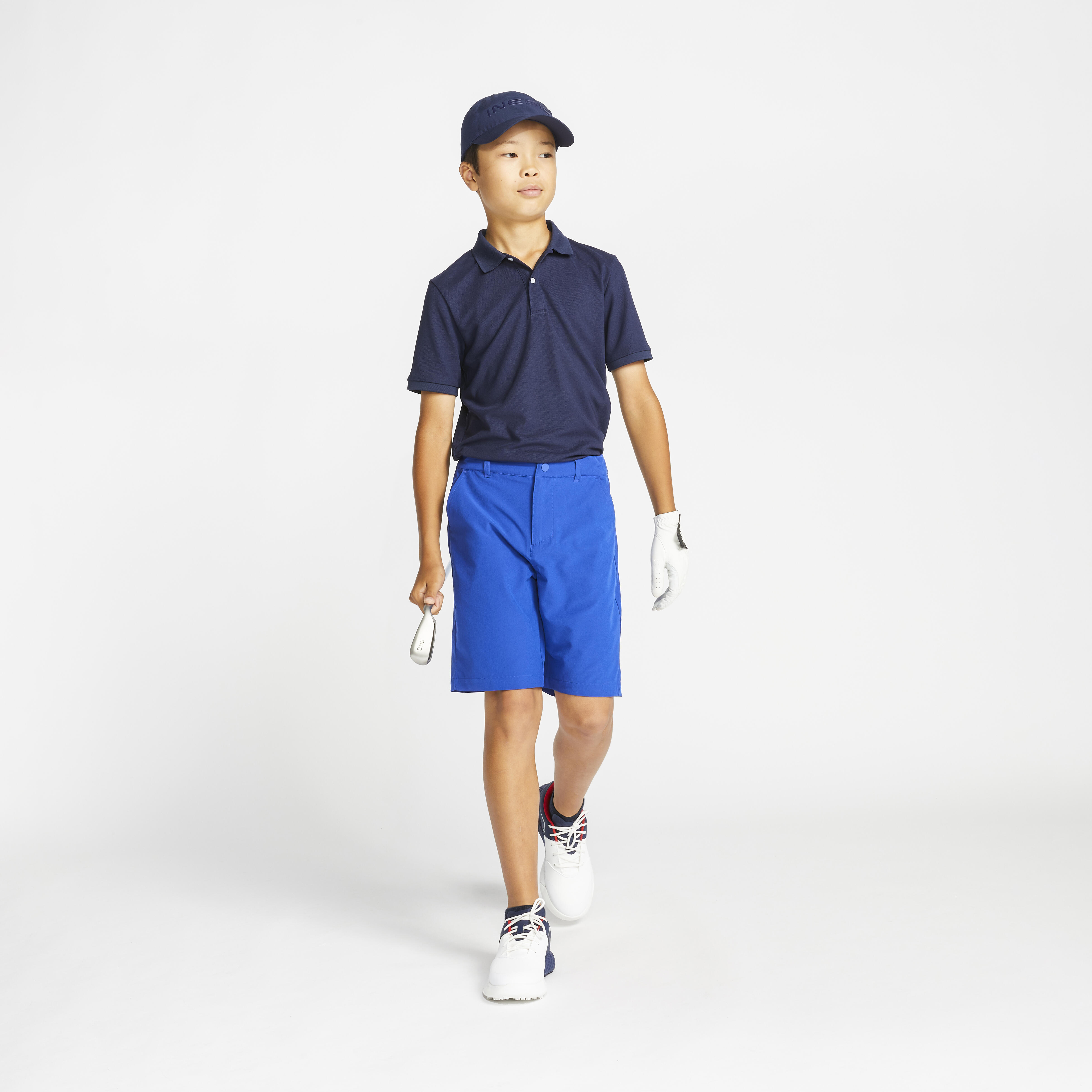 INESIS Detské golfové šortky MW500 modré 161-172 cm