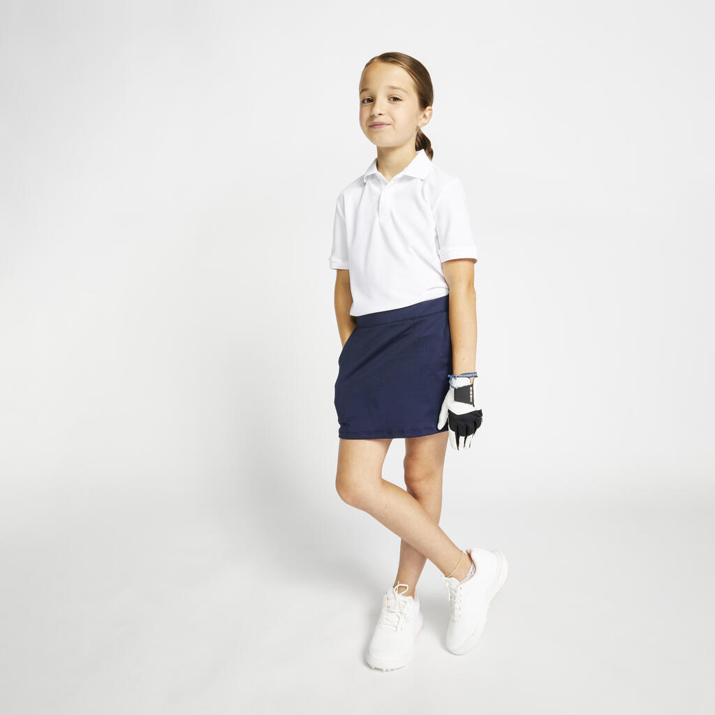JUPE SHORT GOLF FILLE - MW500 BLEU MARINE