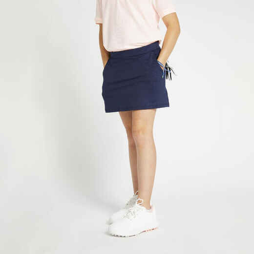 
      Dievčenská golfová šortková sukňa MW500 tmavomodrá
  
