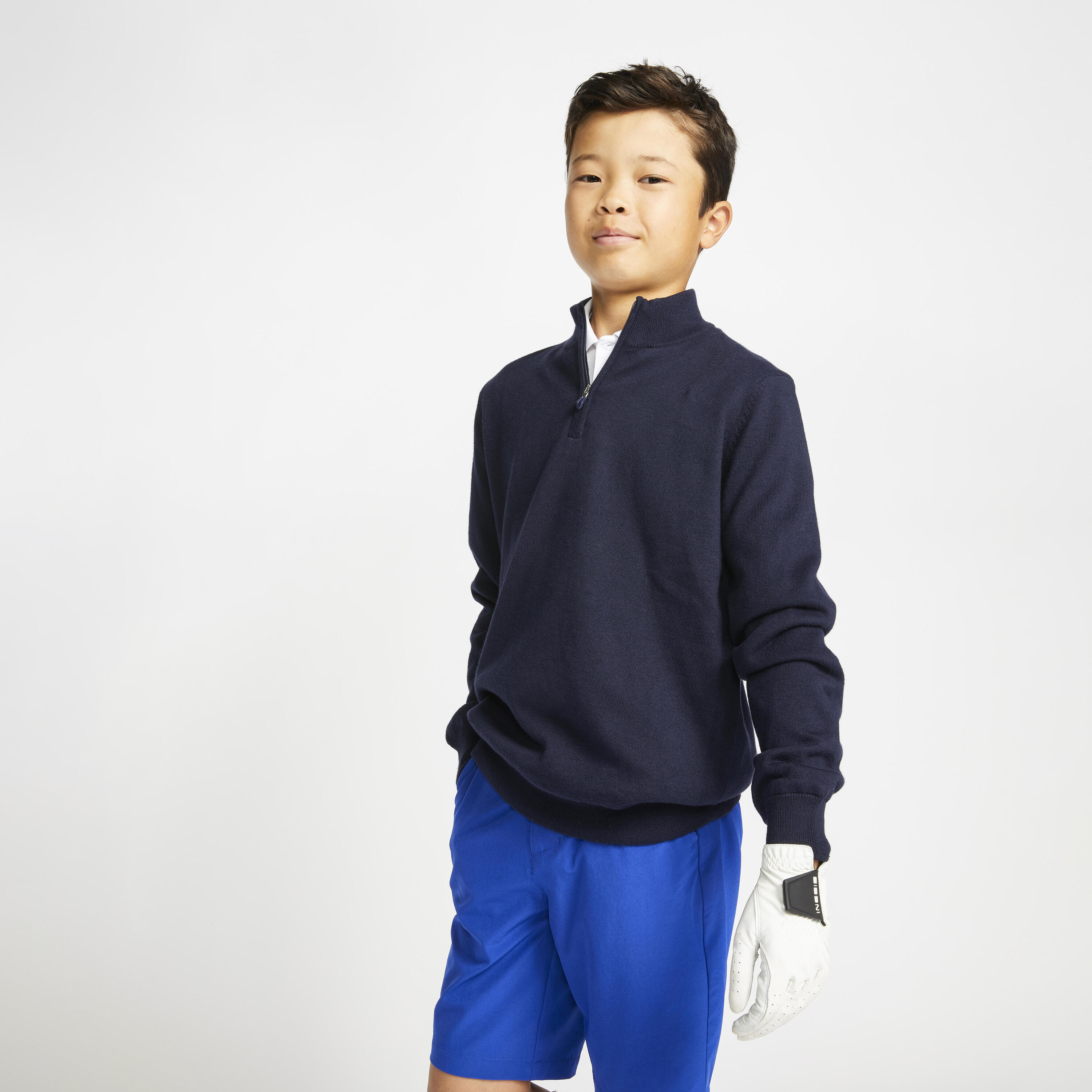 Kids golf windbreaker pullover MW500 navy blue 1/6