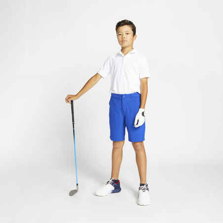 Kids golf short-sleeved polo shirt MW500 white