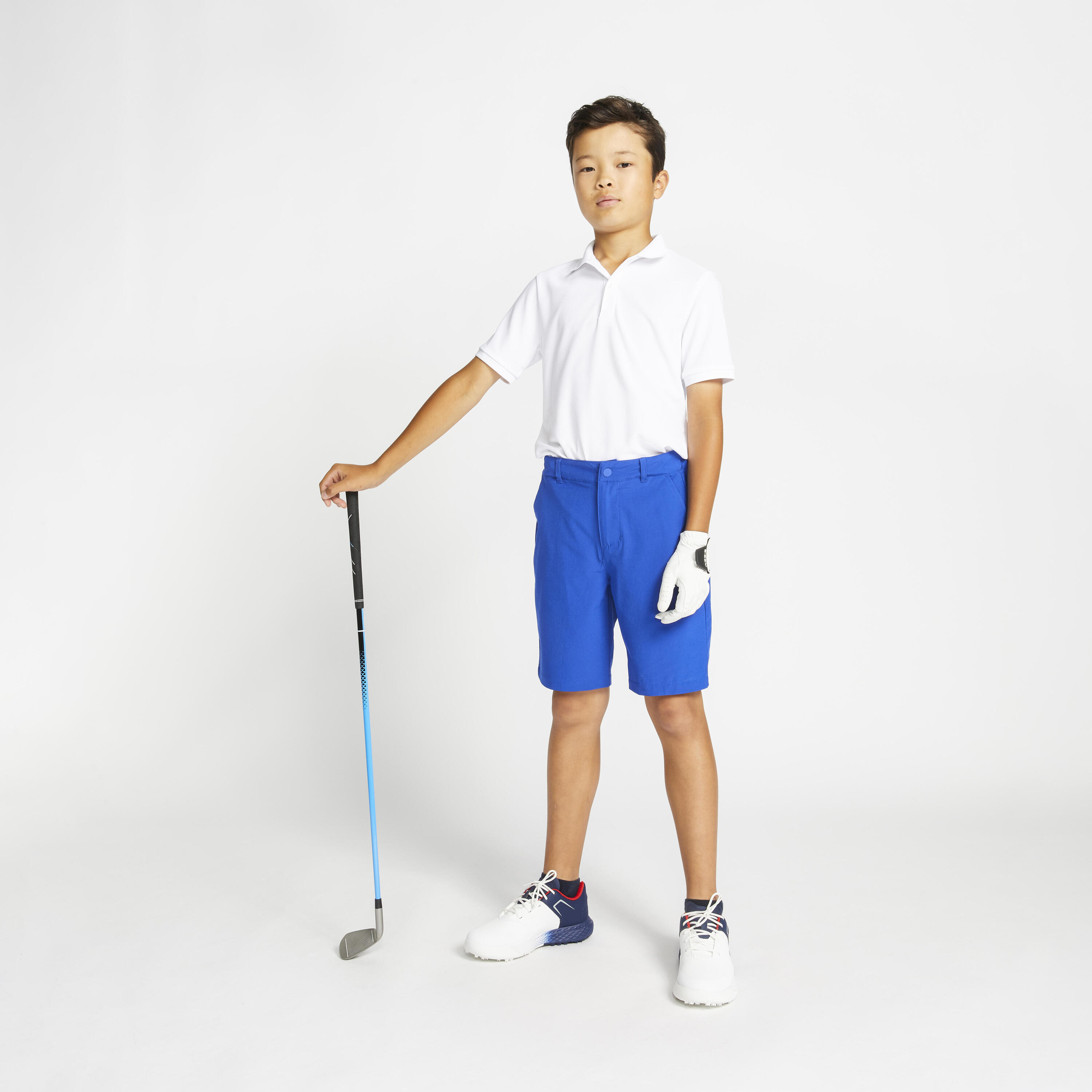 Kids golf short-sleeved polo shirt MW500 white 3/6
