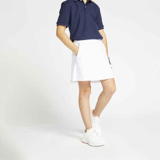 
      Dievčenská golfová sukňa so šortkami MW500 biela
  