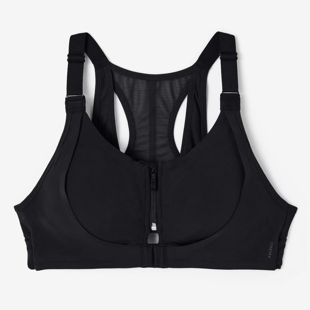 Top deportivo con cremallera doble soporte fuerte Mujer - negro