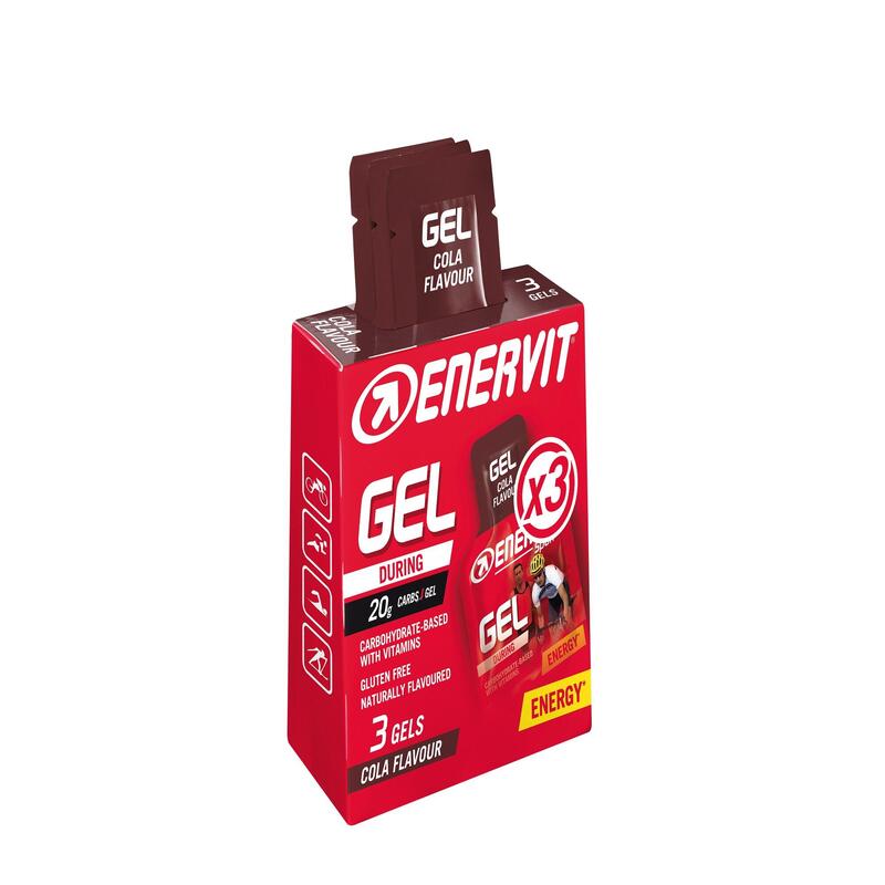 Gel energetico Enervit tris cola carboidrati vitamine gluteen free 3x25ml