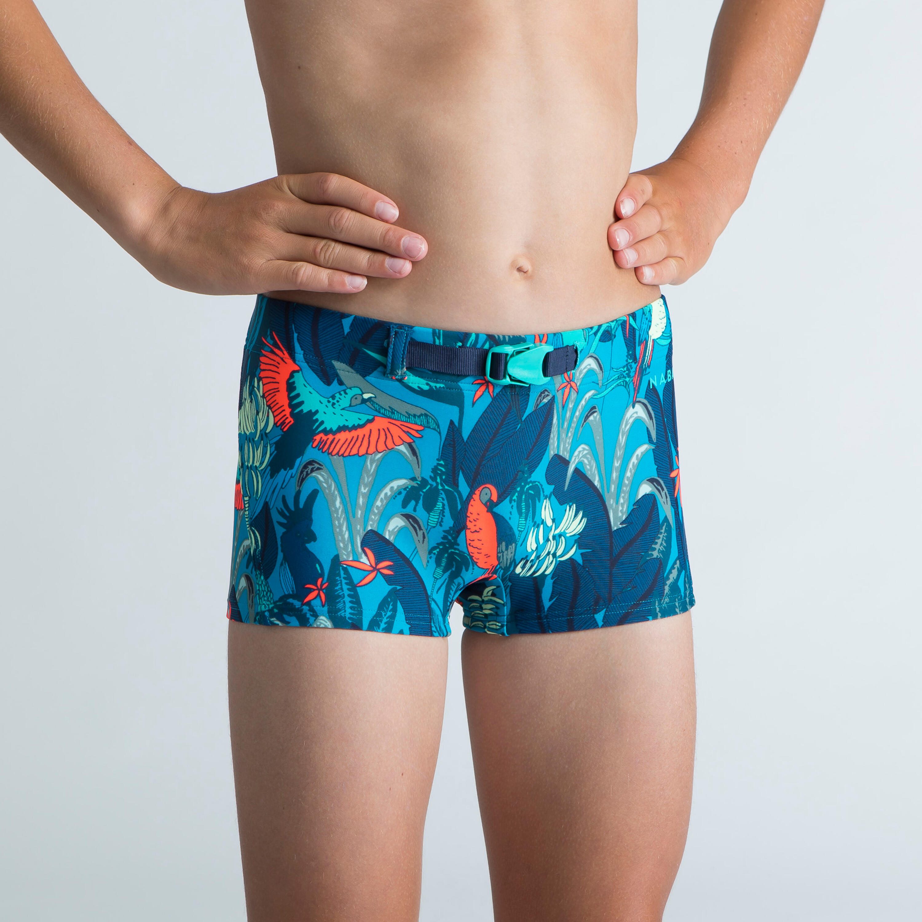 Boy’s swim suit - Boxers 100 Kiblet - All Yuka Turquoise 5/6