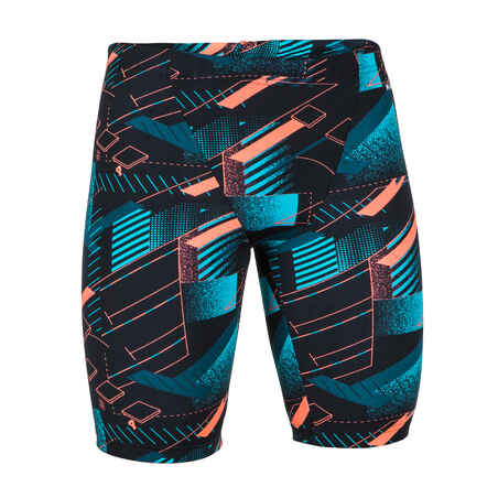 Boys’ Swimming Jammer Fitib Black / Bright Red / Turquoise - Decathlon