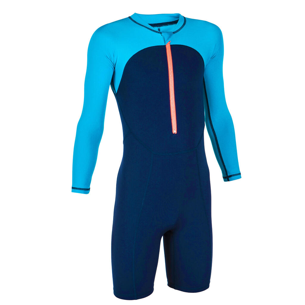 Schwimmanzug Jungen langarm - Shorty 100 blau 