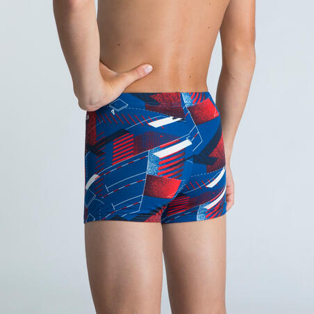 Boys’ Swimming Trunks Fitib Blue / Neon red / White