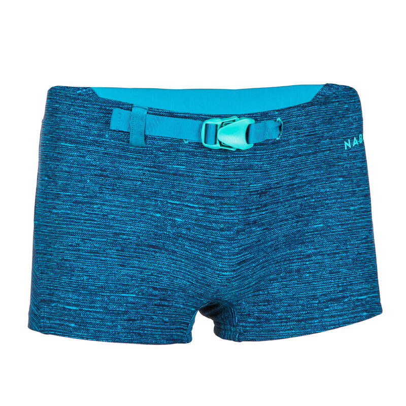 Badehose Boxer Jungen mit Schnalle - 100 Kibelt Chin blau 