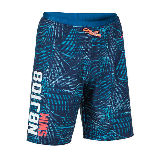 
      Boys’ Swimming Shorts 100 Long - All-over Palm Blue
  