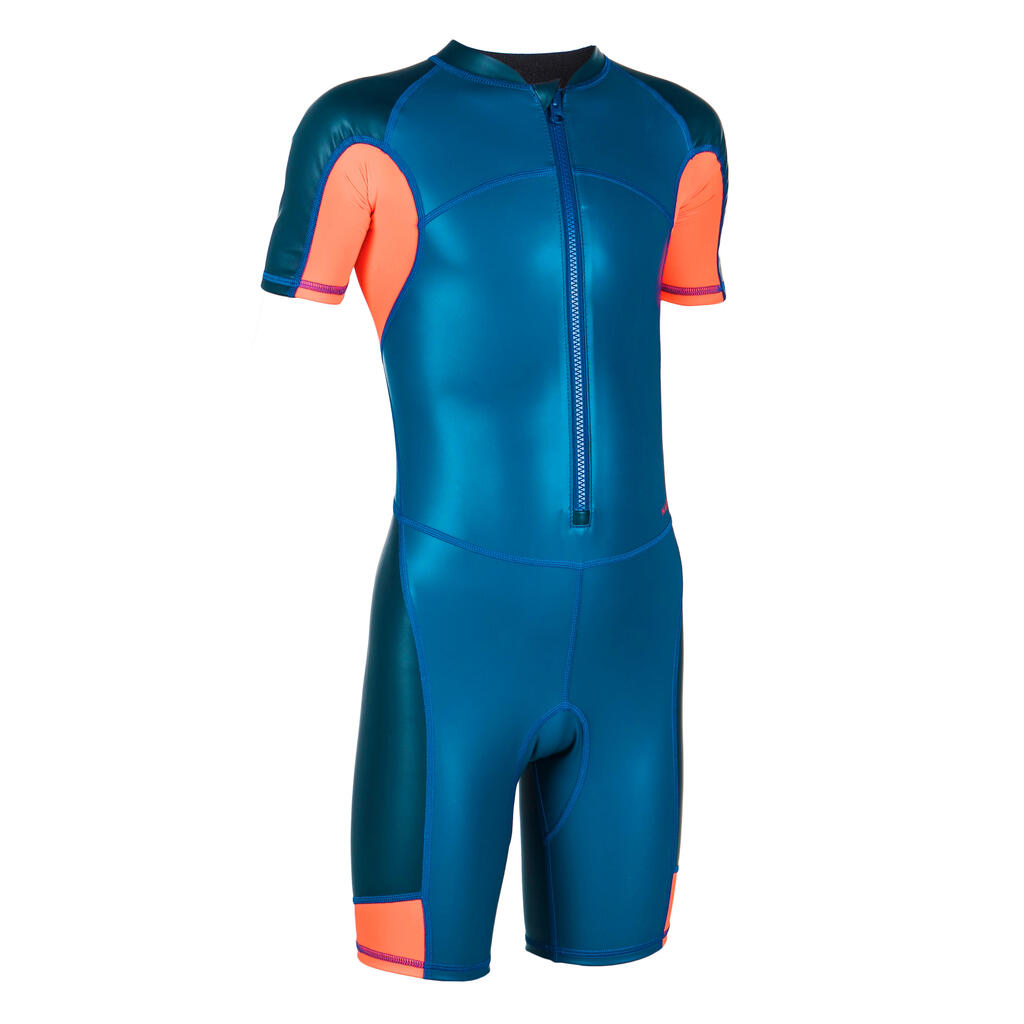 Berniukų trumpas maudymosi kostiumas „Kloupi 100“, mėlynas, raudonas