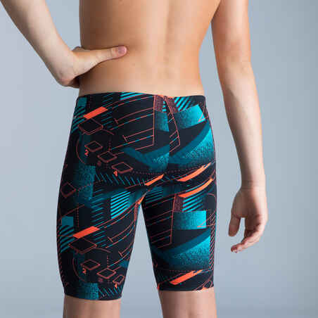 Boys’ Swimming Jammer Fitib Black / Bright Red / Turquoise