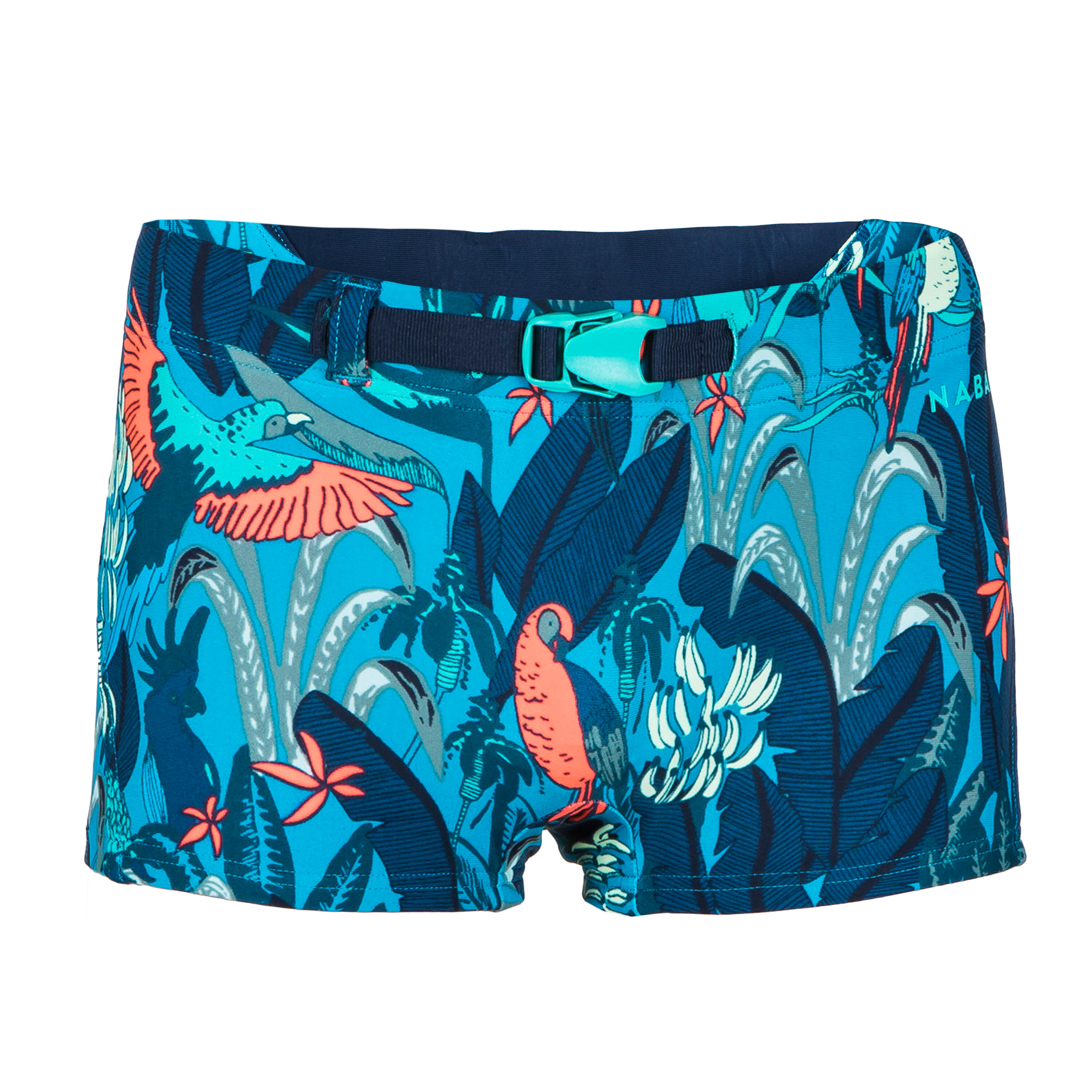 Boy’s swim suit - Boxers 100 Kiblet - All Yuka Turquoise 4/6