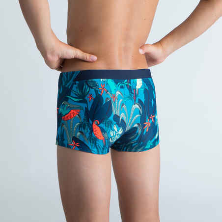 Boy’s swim suit - Boxers 100 Kiblet - All Yuka Turquoise