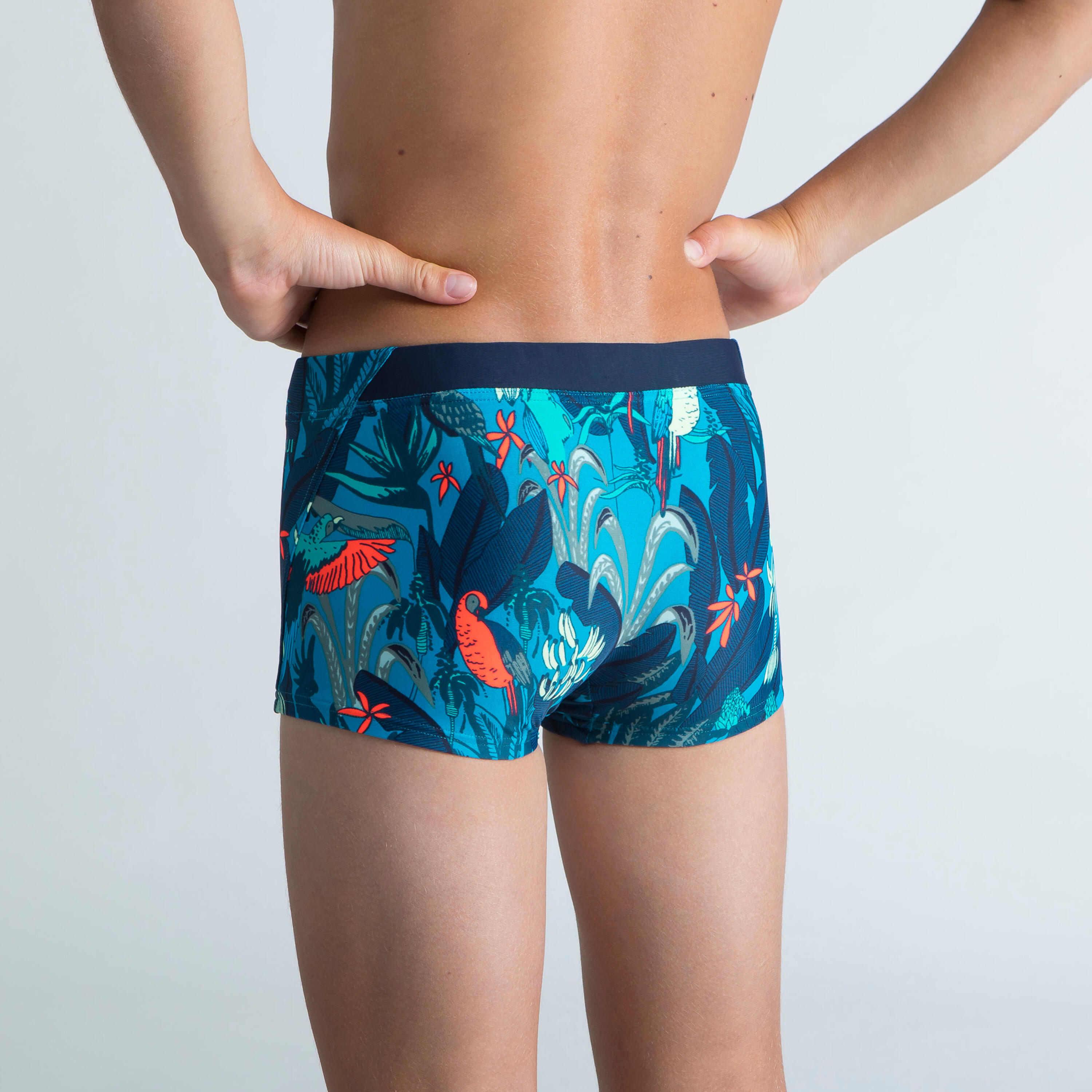 Boy’s swim suit - Boxers 100 Kiblet - All Yuka Turquoise 3/6