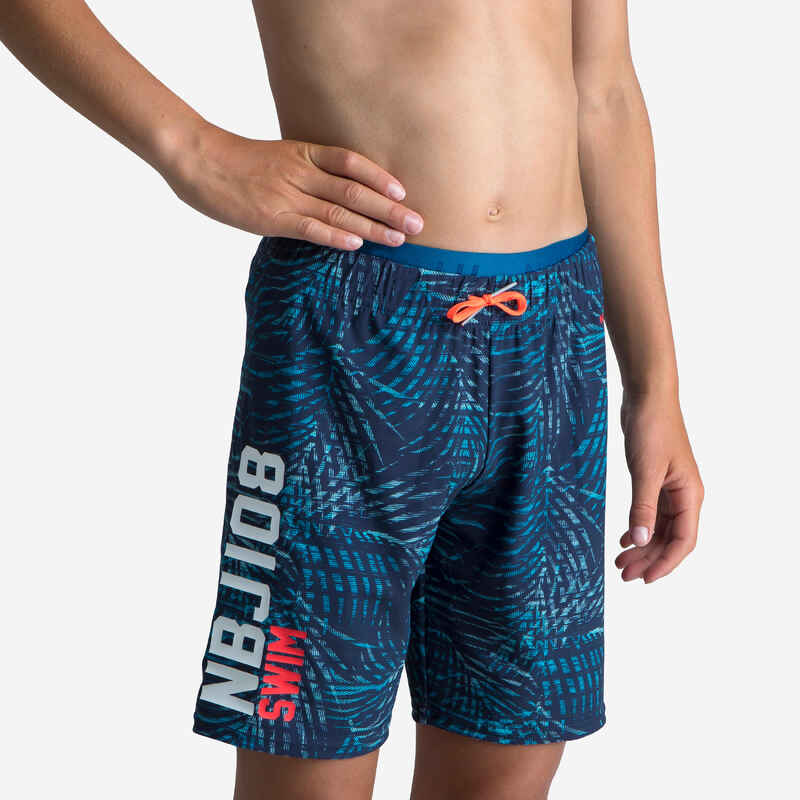 Schwimmshorts 100 Long All Palm Jungen blau Schwimmshorts 100 Long All Palm Jungen blau