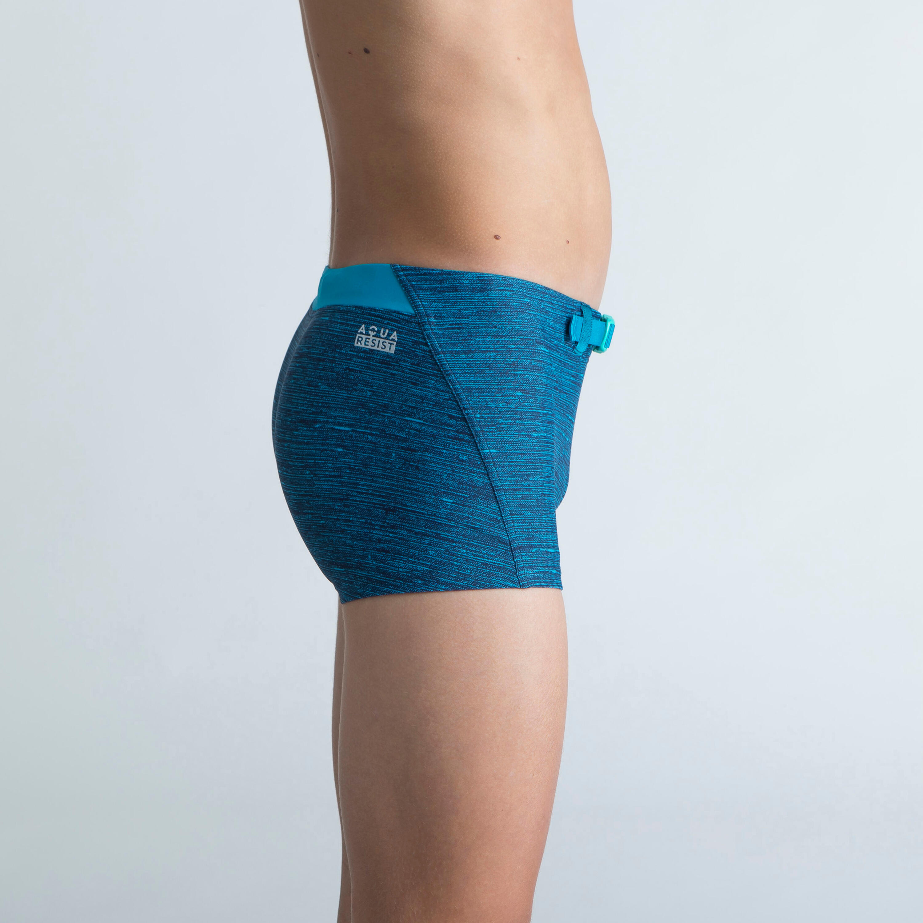 Calções de banho Boxers Natação Rapaz - 100 Kibelt - Chin Azul - com fivela 3/5