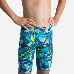 Boys’ Swimming Jammer - Fitib - Turquoise blue / Neon yellow / Grey