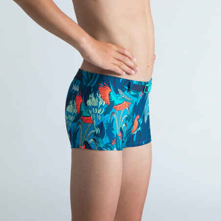 Boy’s swim suit - Boxers 100 Kiblet - All Yuka Turquoise