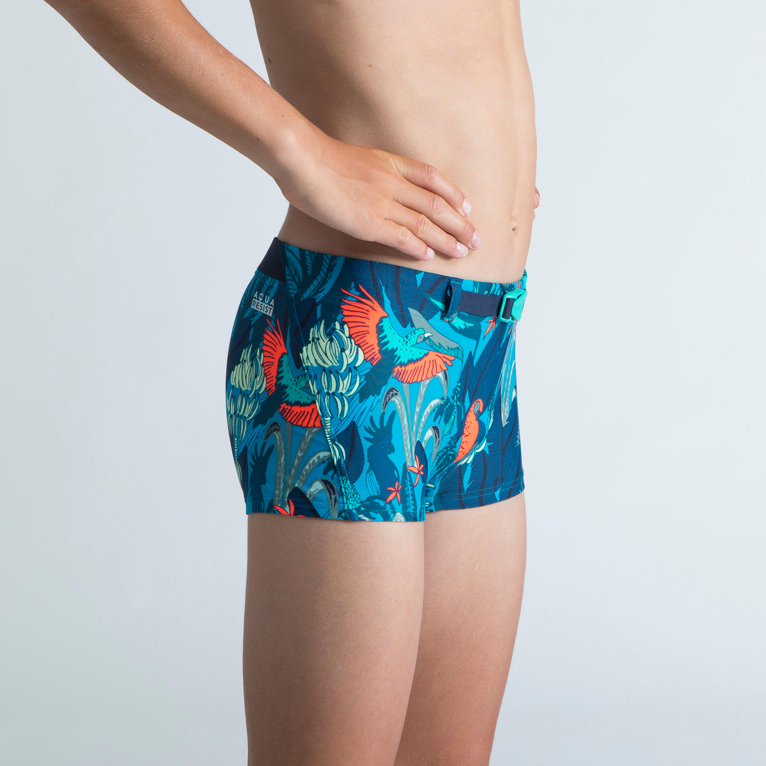 Boy’s swim suit - Boxers 100 Kiblet - All Yuka Turquoise 2/6