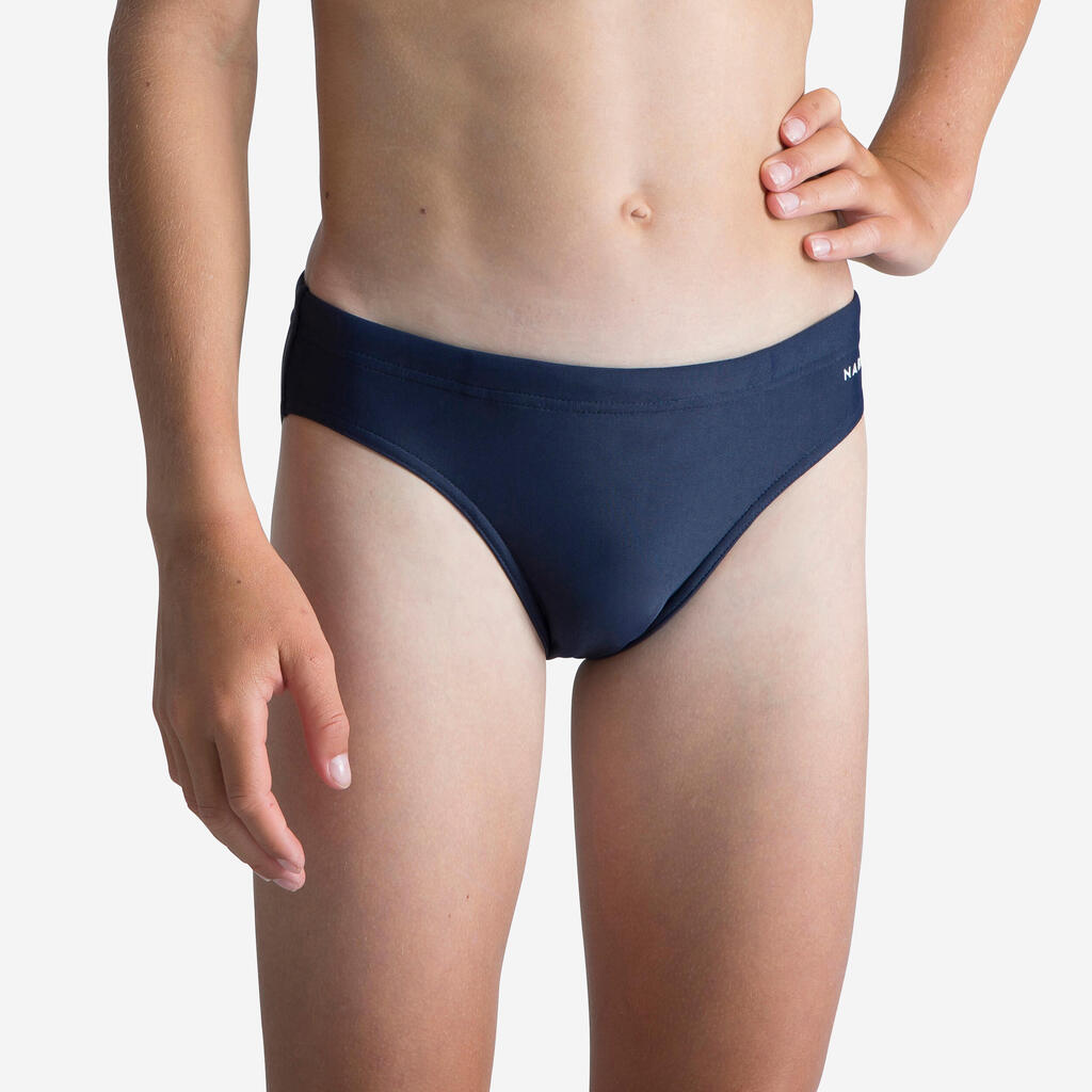 Traje de baño de natación tipo slip azul marino para niños 100 Basic