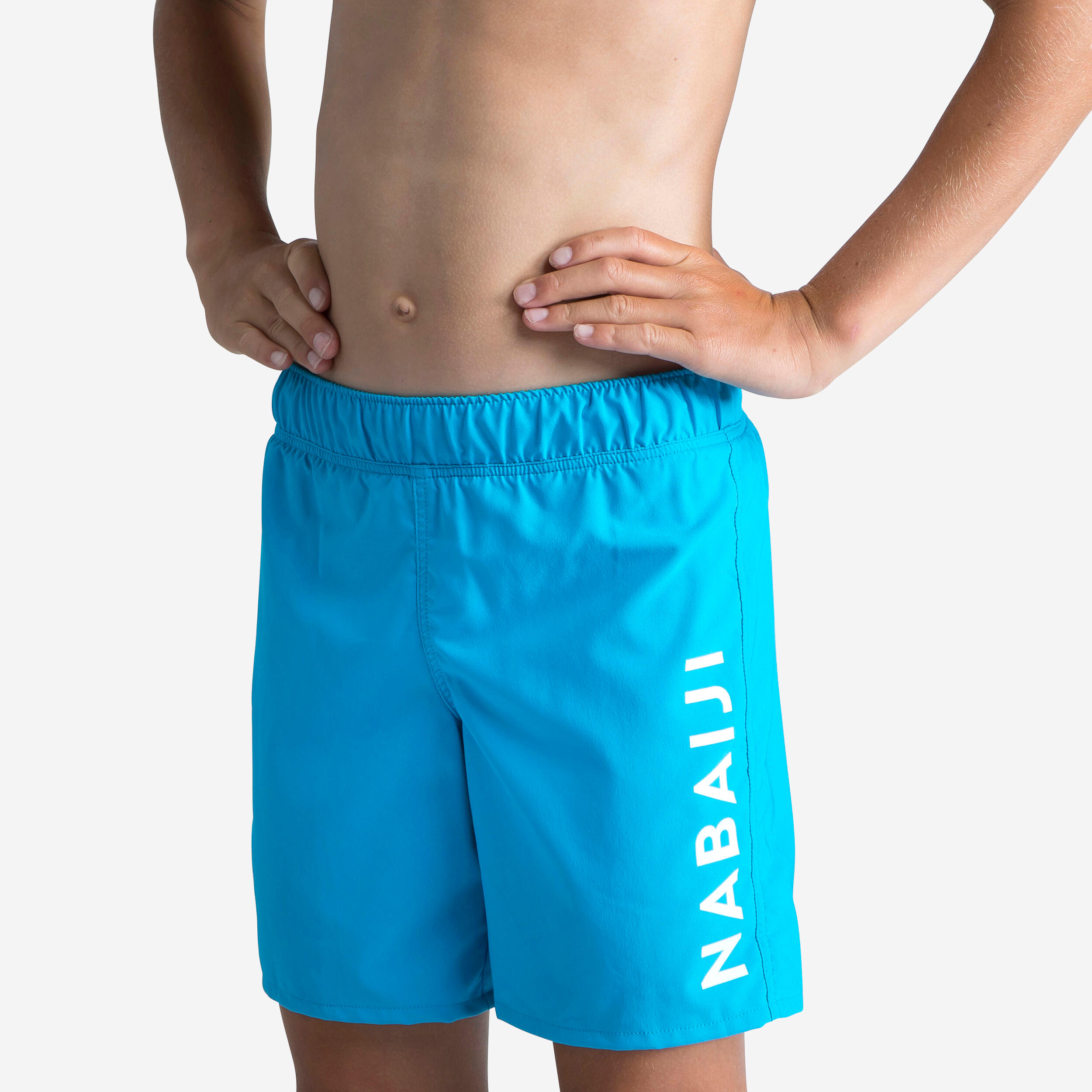 BASIC 100 BOY'S SWIMMING SHORTS - LIGHT BLUE