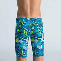 Boys’ Swimming Jammer - Fitib - Turquoise blue / Neon yellow / Grey