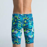 Jammer de Natation Garçon - Fitib - Bleu turquin / Jaune fluo / Gris