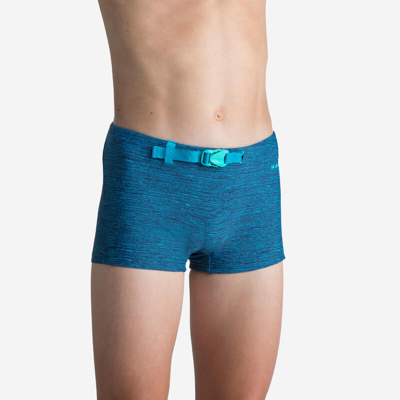 Calções de banho Boxers Natação Rapaz - 100 Kibelt - Chin Azul - com fivela