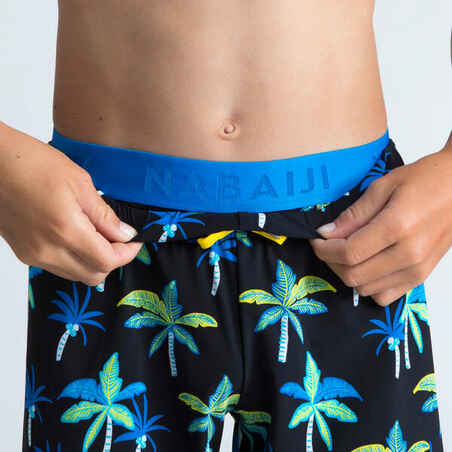 Boys’ Long Swimming Trunks 100 Palmi Black