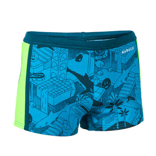 
      Badehose Boxer Jungen - Yokob dunkelblau/neongrün
  