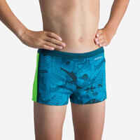 شورت سباحة YOKOB للأولاد أزرق غامق/ أخضر نيون